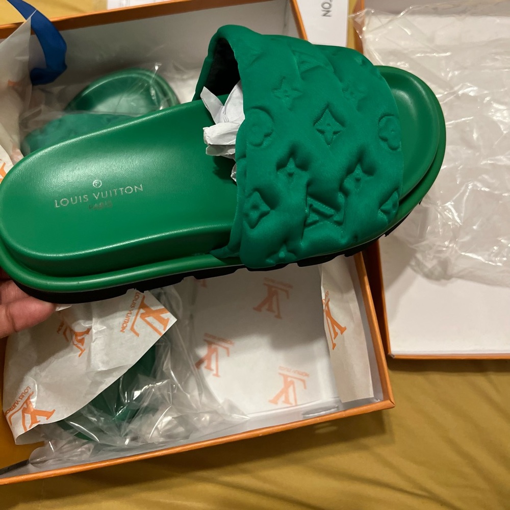 Green LV PILLOW SANDALS
